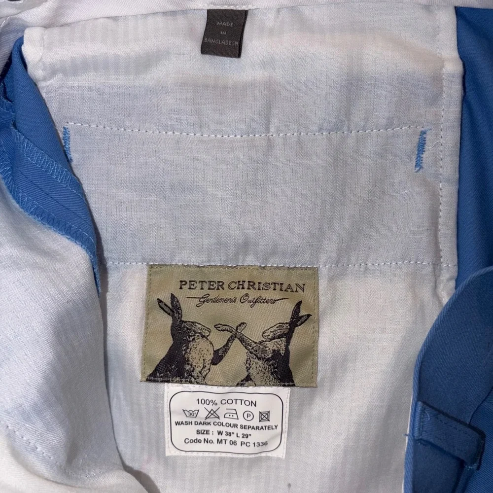 Peter Christian Mens‎ Chino Trousers Blue 100% Cotton 38x26 MT 06 PC 1336 NWT